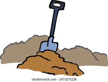 dig a shovel work in the ground primitive drawing vector