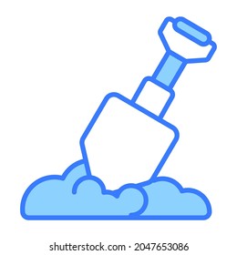 dig vector  outline icon, blue line vector design