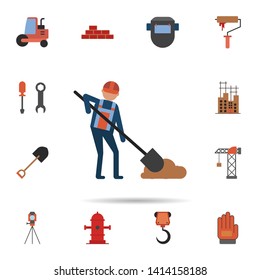dig, worker, labor icon. Universal set of construction for website design and development, app development