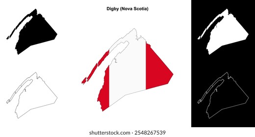 Digby county (Nova Scotia) outline map set