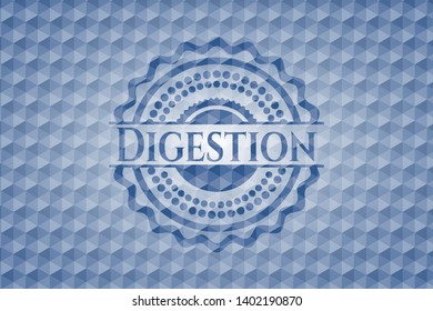 Digestion blue emblem with geometric background. Vector Illustration. Detailed.