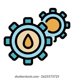 Digestion gear system icon. Outline digestion gear system vector icon color flat isolated