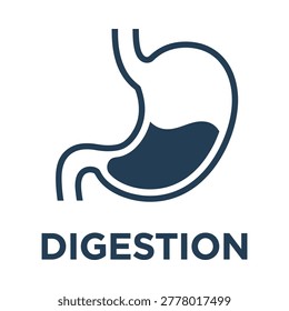 Digestion icon of human stomach and fluid with digestive system, body part