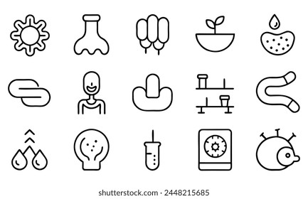 Digestion intestine stomach editable stroke outline icons set isolated on white background flat vector illustration. Pixel perfect. 64 x 64..