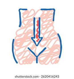 Sistema de digestión Doodle Icon Sketch Vector. Sistema de digestión Signo. Ilustración de símbolo aislado