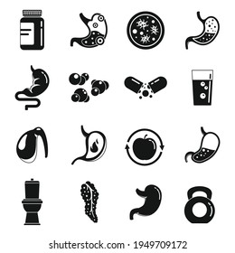 Symbol des Digestionssystems eingestellt. Einfache Menge an Vektor-Vektorsymbol für Webdesign auf weißem Hintergrund