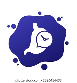 digestion, time to digest food icon with a stomach, vector