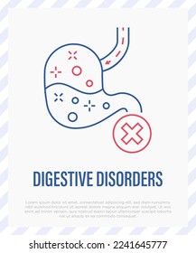 Digestive disorder thin line icon. Gastrointestinal disease. Vector illustration.