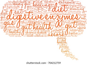 Digestive Enzymes word cloud on a white background. 