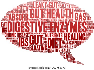 Digestive Enzymes word cloud on a white background. 
