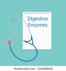 Digestive Enzymes Written In A Notebook- Vector Illustration