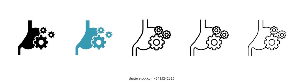 Vektor-Vektorsymbol-Set für Digestive Funktion. Vektor-Vektorsymbol des Gastrointestinalsystems für UI Design.