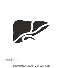 digestive gallbladder icon, structure liver, flat symbol on white background - vector illustration