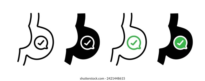 Digestive Health Enhancement Line Icon. Gastrointestinal Wellness Icon in Black and White Color.