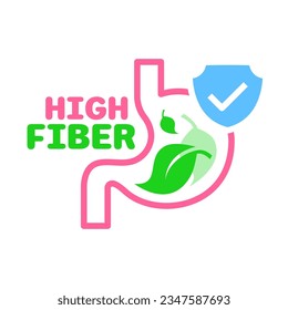 Digestive health. High fiber text label concept illustration flat design icon vector eps10