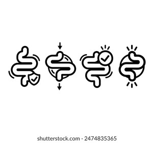 Verdauungssymbol Symbol Vektorgrafik Design Schwarz Weiß Farben Einfache Linie Illustration Kollektionen Sets