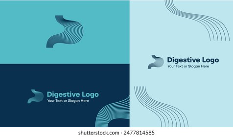 Digestive Logo Medical Concept with Blue Waves Lines Design Branding Kit