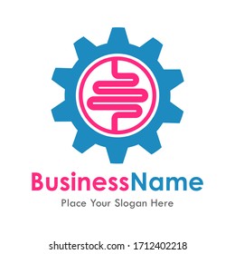 Logo de la plantilla vectorial de los engranajes gástricos digestivos. Adecuado para negocios, web, salud y diseño