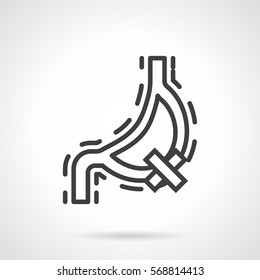Digestive system diseases. Abstract stomach and crossed sign. Simple black line style vector icon