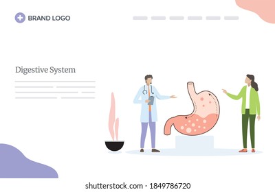 ilustración del vector de cuidado de la salud del sistema digestivo 
