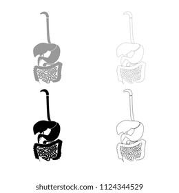 Digestive system icon outline set grey black color