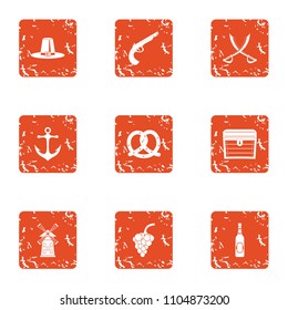 Digestive system icons set. Grunge set of 9 digestive system vector icons for web isolated on white background