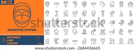 Digestive System Line Editable Icons set. Vector illustration in modern thin line style of Digestive System icons: digestion, system, anatomy, etc