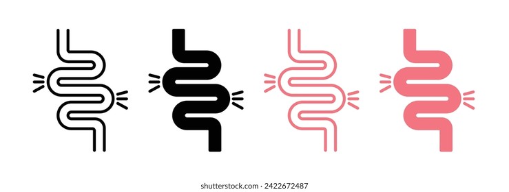 Digestive System Line Icon. Intestinal Health icon in black and white color.