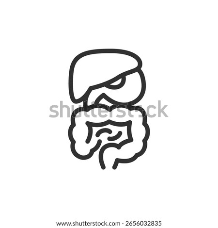 Digestive system, linear icon. Human gastrointestinal tract, internal organs, or digestion. Line with editable stroke.