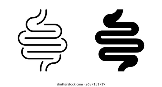 Digestive tract icon. Line and silhouette style.