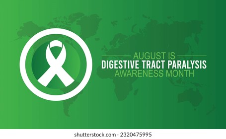 Digestive tract paralysis awareness month is observed every year in August. Health awareness vector.