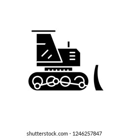 Digger black icon, vector sign on isolated background. Digger concept symbol, illustration 