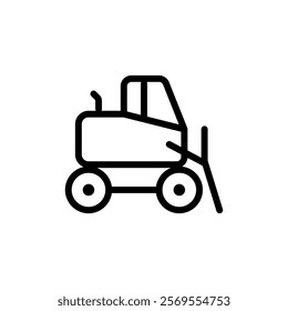 Digger bulldozer icon Thin vector set