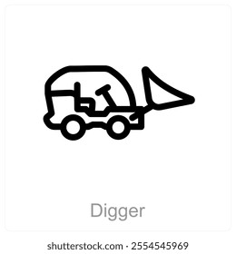 Digger and excavator icon concept