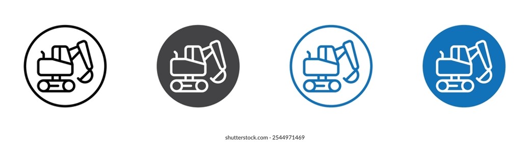 Digger excavator icon Logo sign in thin line outline