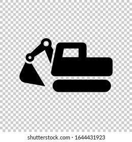 digger heavy equipment icon flat vector on transparent background