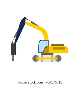 Digger Heavy Vehicle Transport Vector Illustration Graphic Design