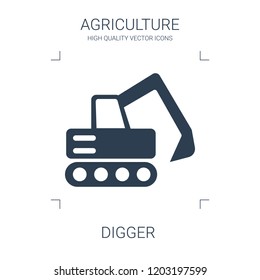 Digger Icon. High Quality Filled Digger Icon On White Background. From Agriculture Collection Flat Trendy Vector Digger Symbol. Use For Web And Mobile