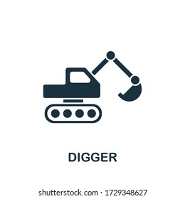 Digger icon from industrial collection. Simple line Digger icon for templates, web design and infographics