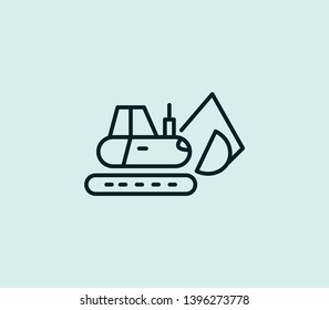 Digger icon line isolated on clean background. Digger icon concept drawing icon line in modern style. Vector illustration for your web mobile logo app UI design.