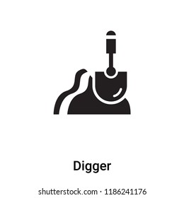 Digger icon vector isolated on white background, logo concept of Digger sign on transparent background, filled black symbol