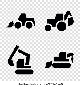 Digger icons set. set of 4 digger filled icons such as 