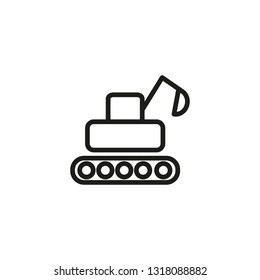 Digger line icon. Loader, excavator, bulldozer. Agricultural machinery concept. Can be used for topics like agriculture, construction, digging