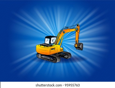 digger on the blue background