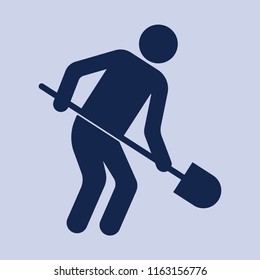 Digger with shovel icon. Vector illustration