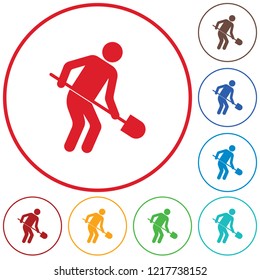 Digger with shovel icon. Vector illustration