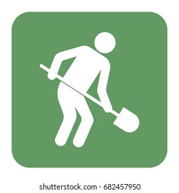 Digger with shovel icon. Vector illustration