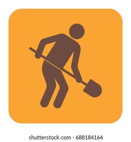 Digger with shovel icon. Vector illustration