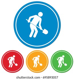 Digger with shovel icon. Vector illustration