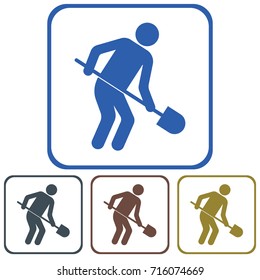 Digger with shovel icon. Vector illustration
